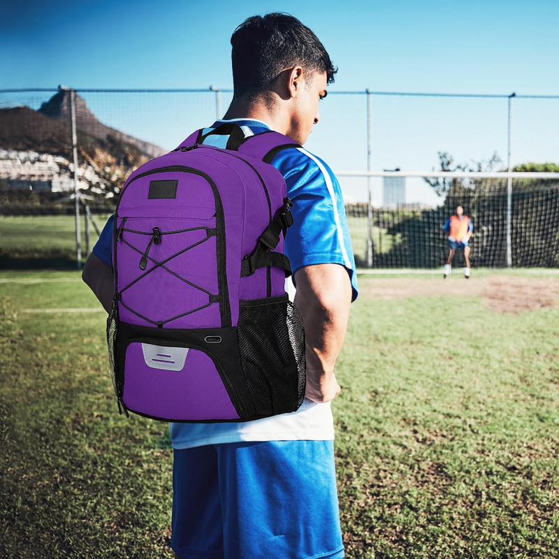 Soccer Basketball Backpack w/ Ball & Shoe Compartment Sports Travel Bag5