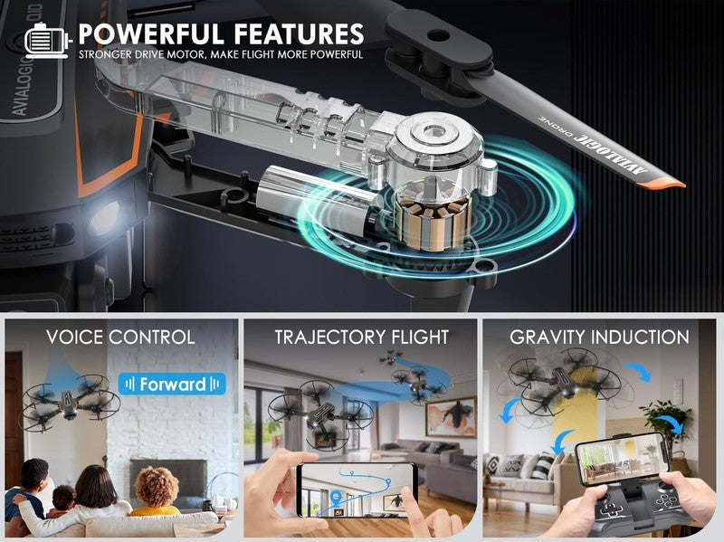 Mini Drone for Kids w/ 1080P Camera, FPV RC Toy, 2 Batteries – Black Gift3