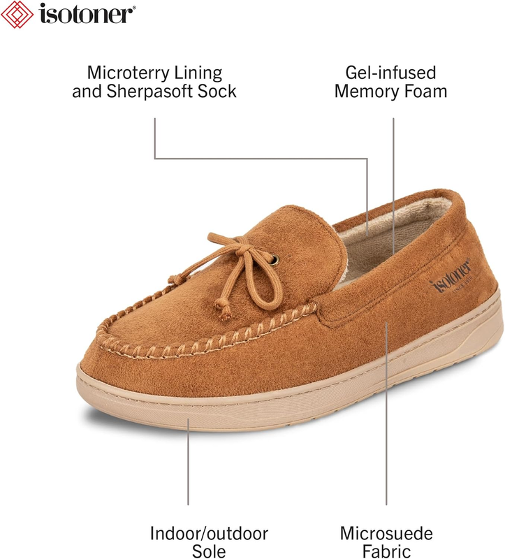 Men’s Microsuede Moccasin Slippers Memory Foam Slip On Indoor Outdoor1