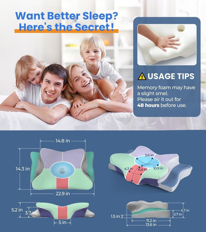 Ultra Pain Relief Cooling Pillow for Neck Support, Adjustable Cervical Pillow Co7