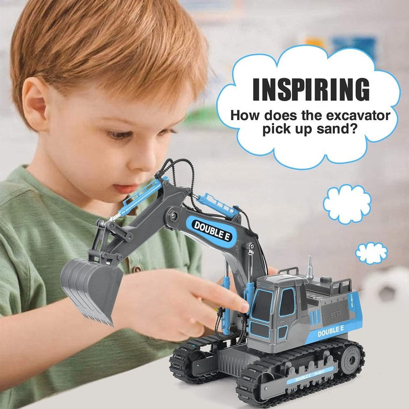 Remote Control Excavator Gray Blue Toy 6 Function Hydraulic Construction Vehicle5