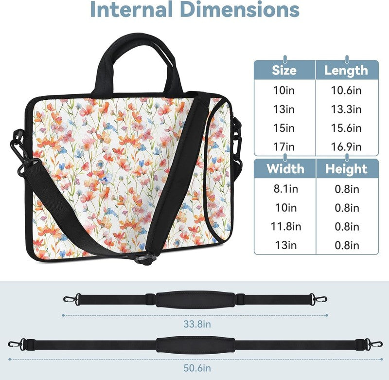 14 15.6 Laptop Sleeve Bag Flowers Neoprene Carry Case w/ Handle Pocket4