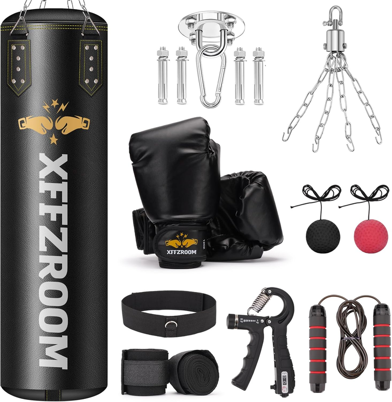 Punching Bag for Adults, 4Ft PU Leather 6 in 1 Heavy Boxing Bag Set, Punching Ba9