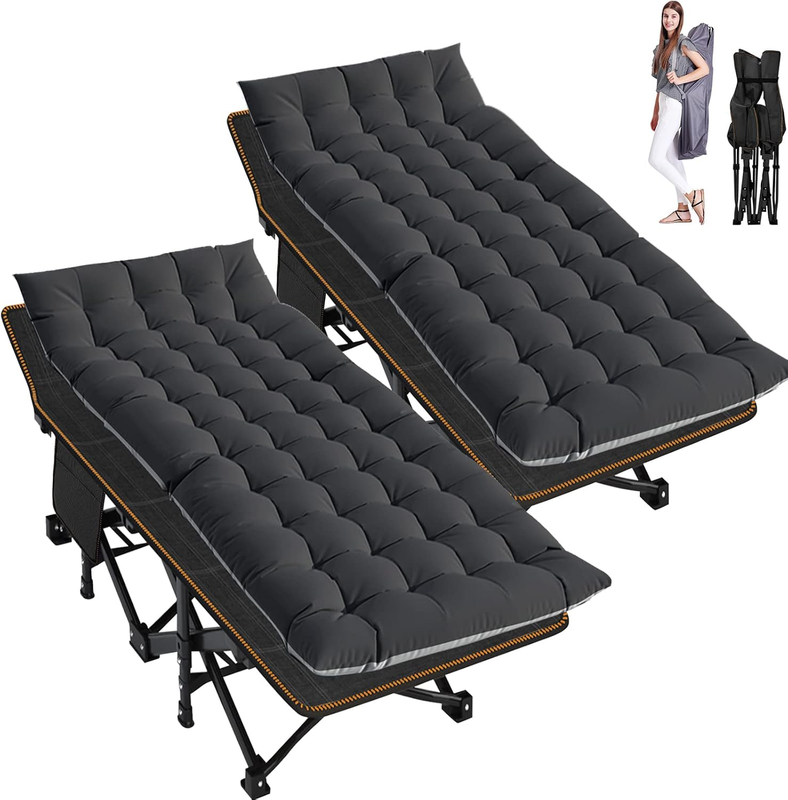 2PK Camping Cot 28" Extra Wide Heavy Duty 1200D Oxford Folding Bed w/  Carry Bag0