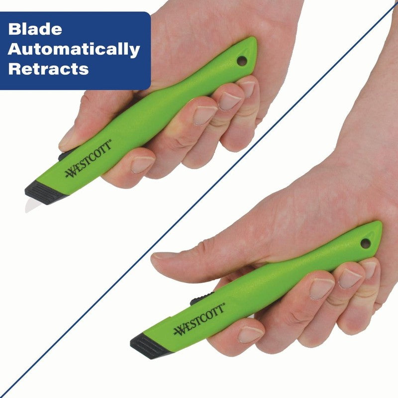 Full Size Auto Retractable Ceramic Utility Box Cutter, Plastic, Green, 1 Count1