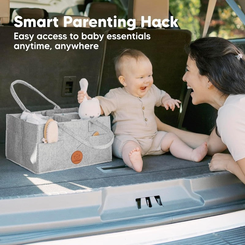 Baby Diaper Caddy Organizer w/ Handle, Portable Nursery & Car Storage Gray7