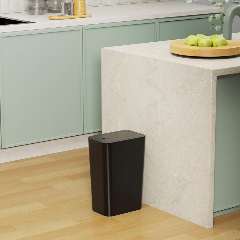 3-Pack 10L (2.6 Gal) Slim Trash Cans with Lid Black Bathroom Kitchen Waste Bin6
