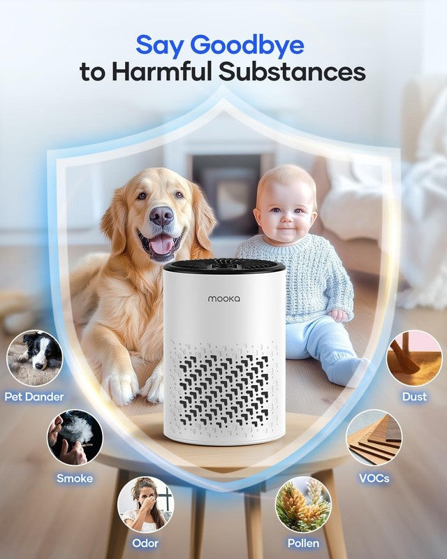 Air Purifier for Bedroom Home Pets w/ Fragrance Sponge Smoke Dust Odor White5