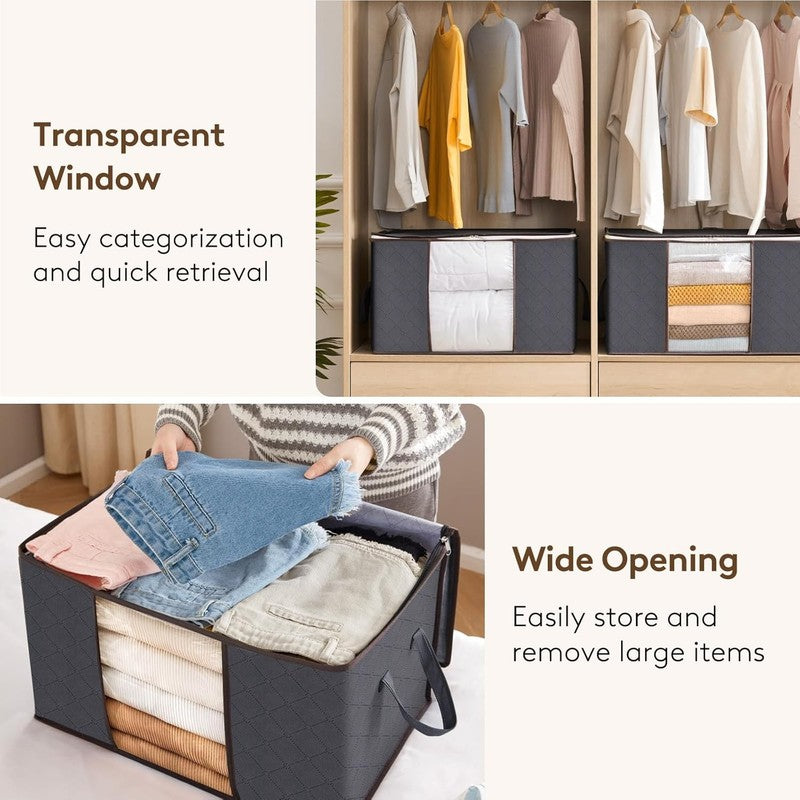 6 Pack Clothes Storage Bins with Lids, Foldable Closet Organizer, Gray4