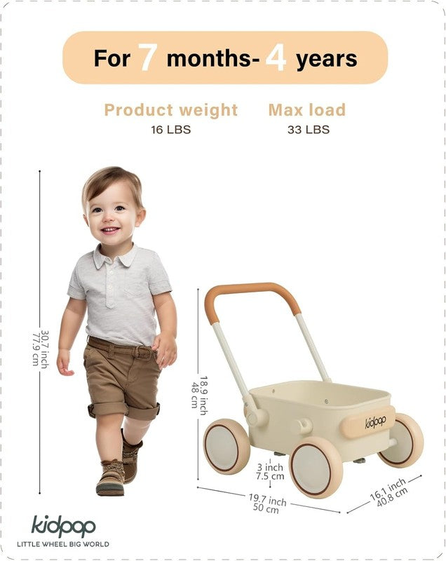 Toddler Push & Pull Wagon Walker 7mo 4yr Birthday Gift White1