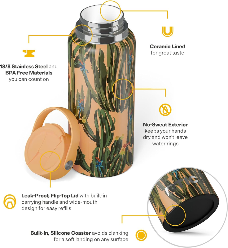 32oz Outback Insulated Water Bottle Ceramic Lined Stainless Steel Leak Proof BPA2