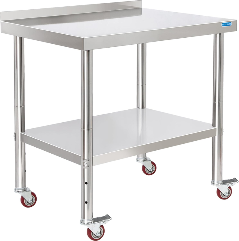 Stainless Steel Prep Work Table 24x30 w/ Backsplash Wheels Adjustable Shelf10