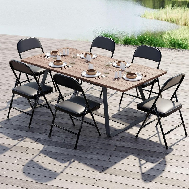 4 Pack Folding Chairs Padded Cushion Metal Frame Indoor Outdoor Black10