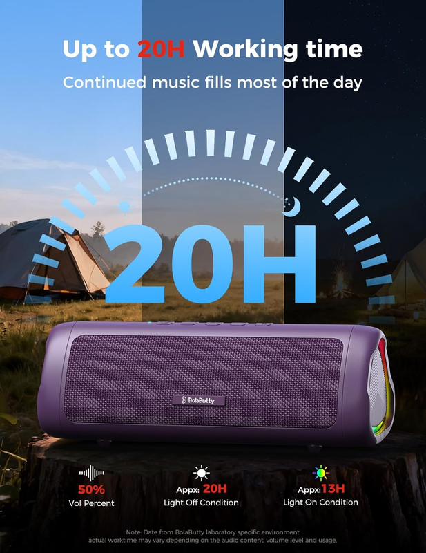 20W Wireless Bluetooth Speaker Waterproof TWS Outdoor Party Speaker Purple4
