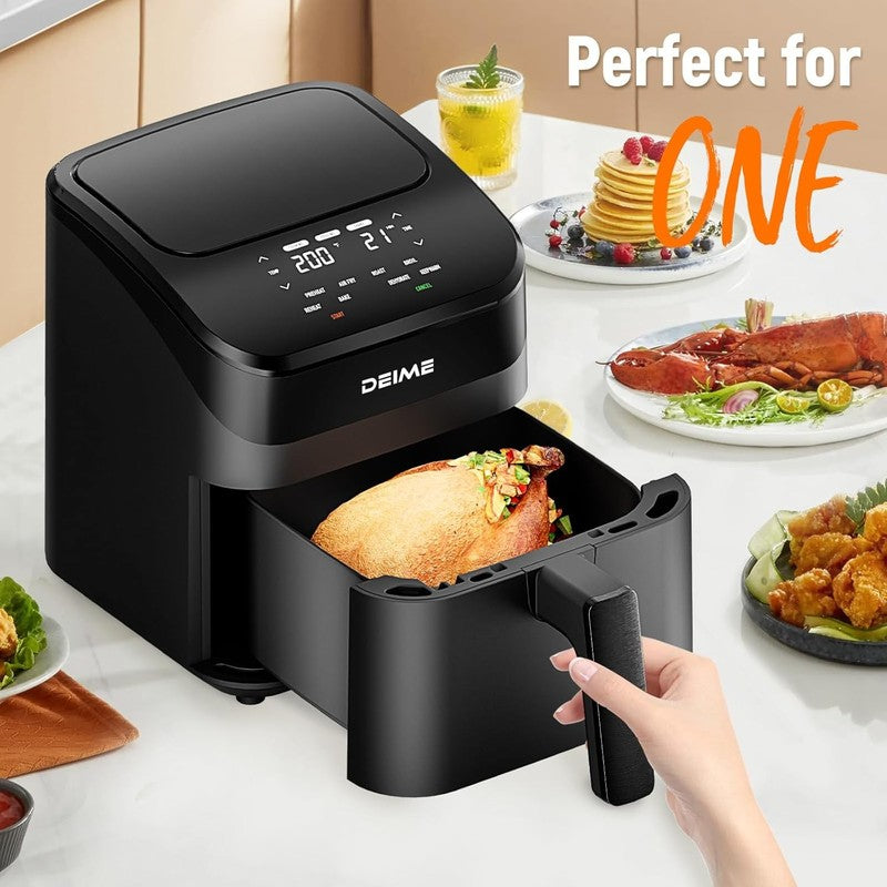 4.5Qt Small Air Fryer Digital Compact Nonstick Dishwasher Safe Toast Rack Black5