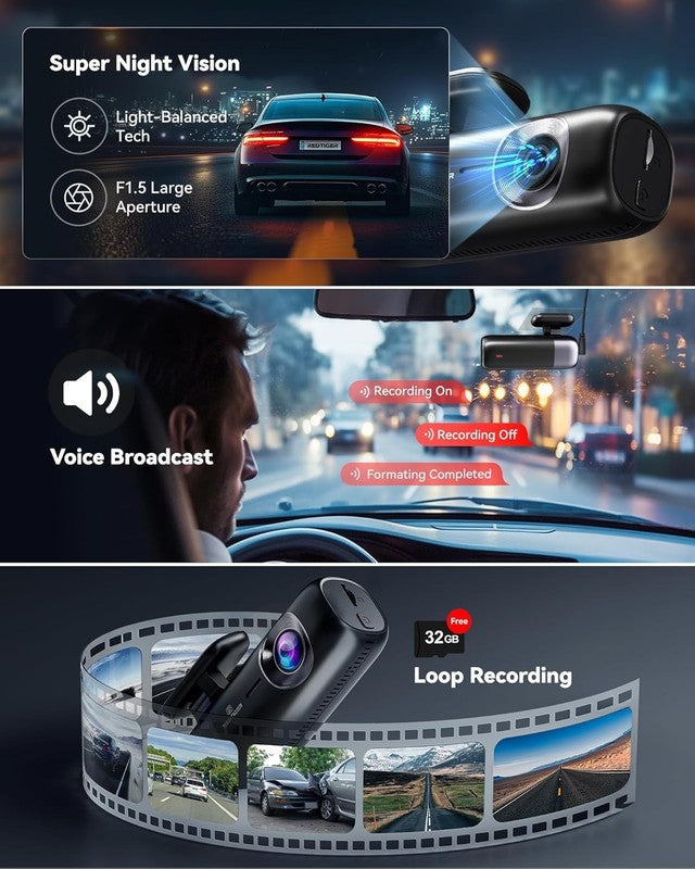 F9 4K Front & 1080P Rear Dash Cam WiFi GPS 32GB Card Night Vision Parking Mode5