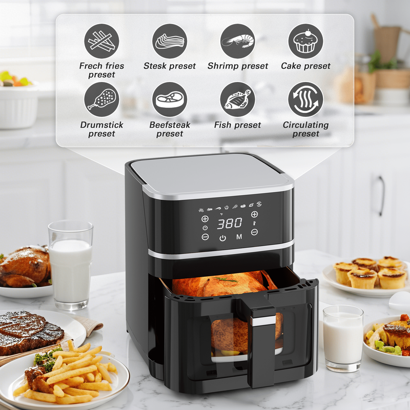 5.2QT 8-in-1 Air Fryer, 400℉ Max, Digital Screen, Visible Window, Oil-Less Black3