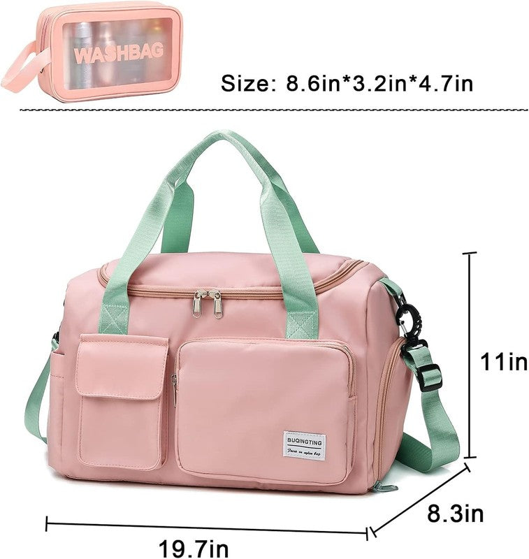 Women Gym Duffle Bag Travel Weekender Carry On w/ Shoe Compartment1
