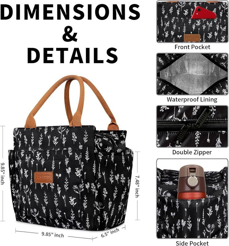 Insulated Lunch Bag for Women Men Large Reusable Cooler Tote w/ Bottle Holder1