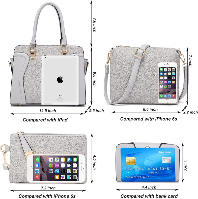 Women Fashion Handbag Set 4PCS Tote Shoulder Top Handle Satchel Purse2