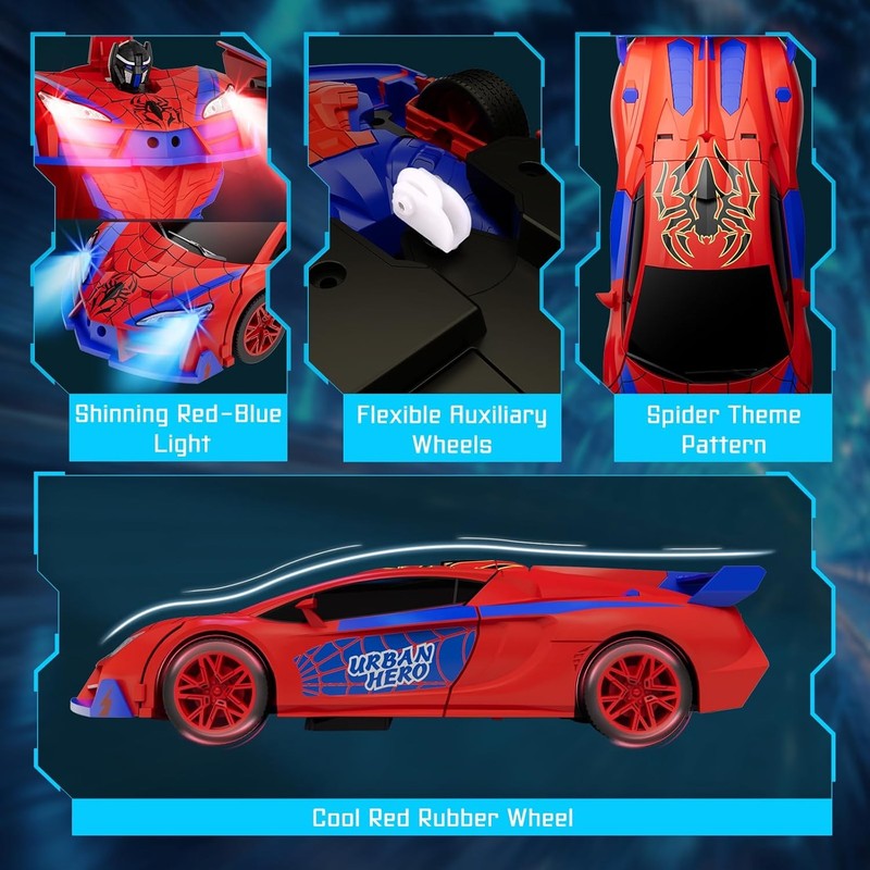 Spider Toys for Boys 4-6, Remote Control Car, One-Button Transform Superhero Toy5