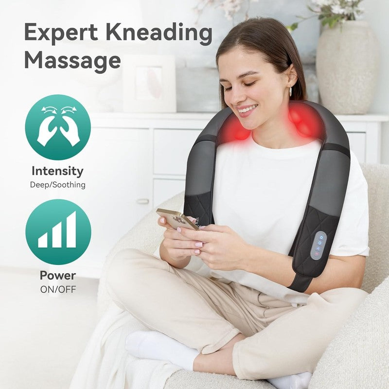 Cordless Shiatsu Neck Back Massager w/ Heat Deep Kneading Pain Relief1