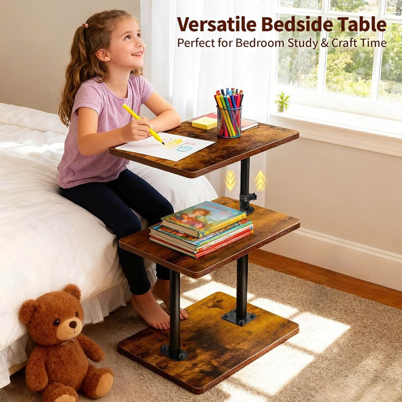 2-Pack Swivel Side Tables Adjustable End Tables with Shelf Small Spaces5