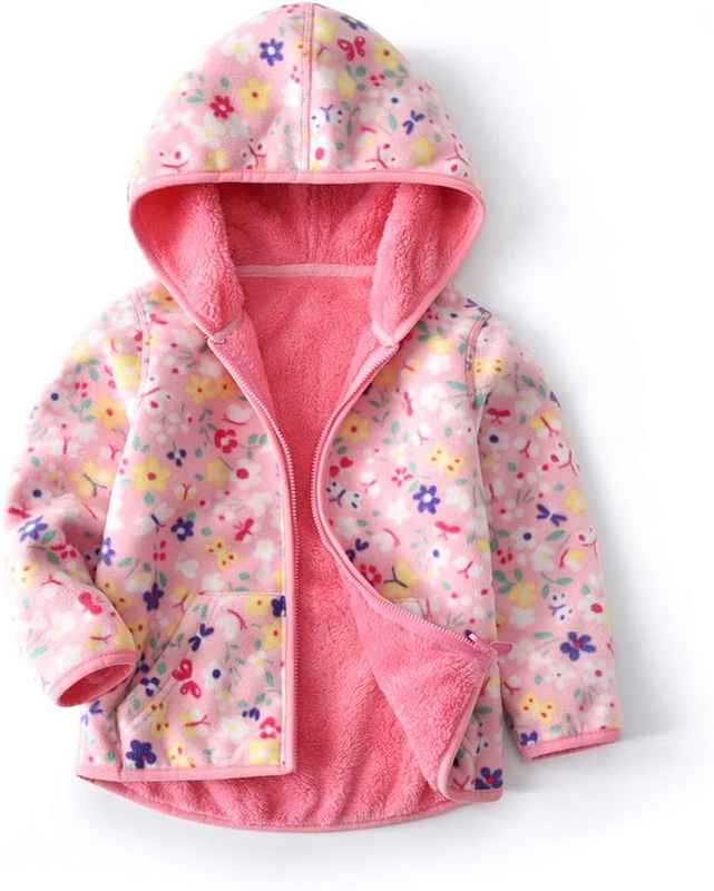 Toddler Fleece Jacket Hooded Zipper Warm Outerwear for Boys & Girls 1 6Y Sizes6