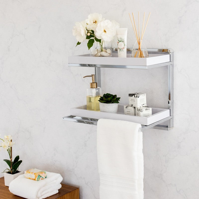 Danya B. 2-Tier Wall Shelving Unit with Towel Rack - Stylish & Functional9