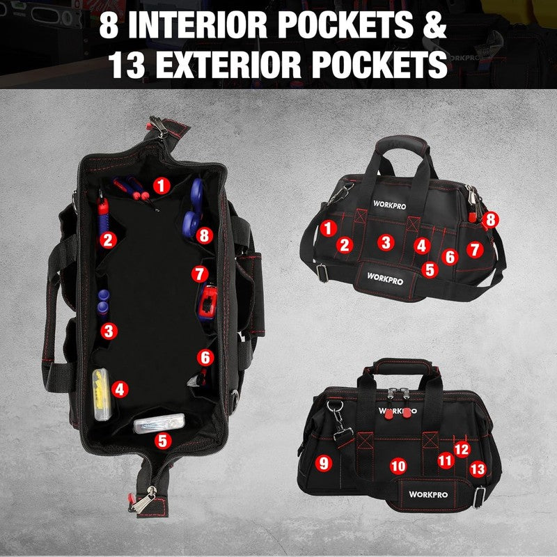16" Close Top Wide Mouth Tool Bag Waterproof Rubber Base 6