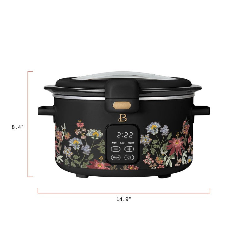 4 Qt Digital Slow Cooker with Hinged Locking Lid, Wildflower Black by Drew Barry9