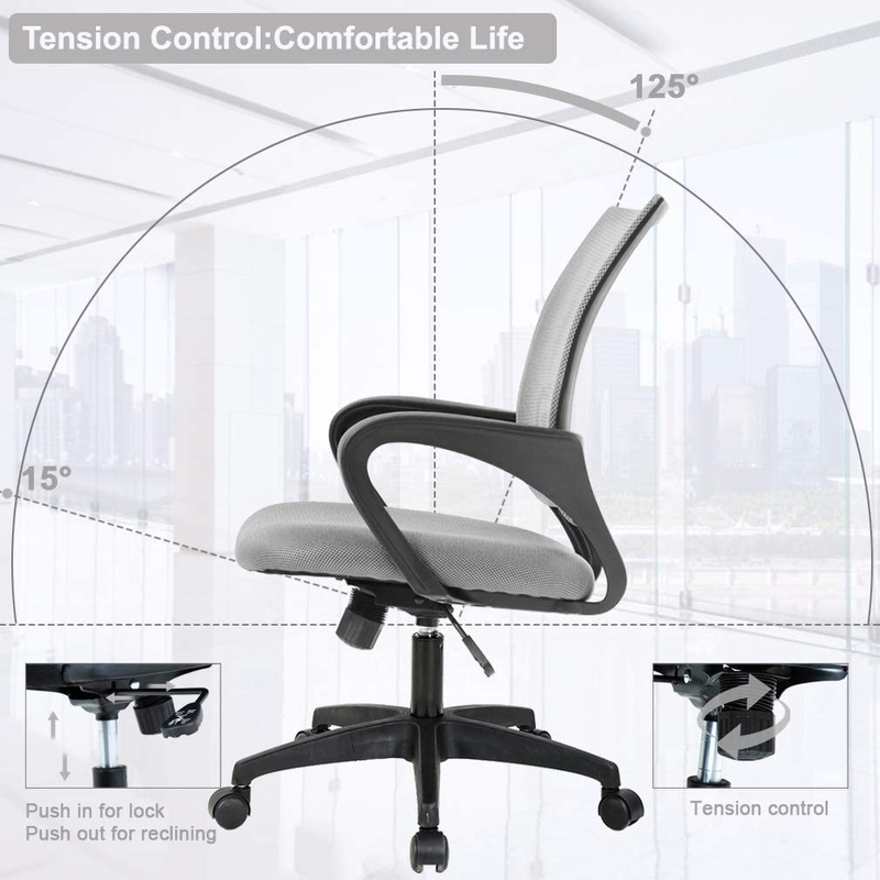 | Ergonomic Office Chair | Mid-Back Swivel Desk Chair | Breathable Backrest & Lu7