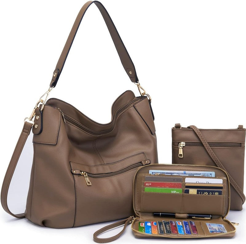 Women Large Crossbody Bag Shoulder Handbag Purse Wallet Set Hobo Tote6