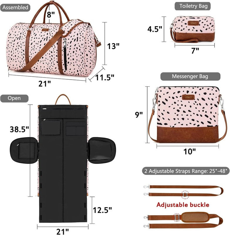 2in1 Garment Duffle Bag Shoe Compartment 4Pc Set Travel Carry On4