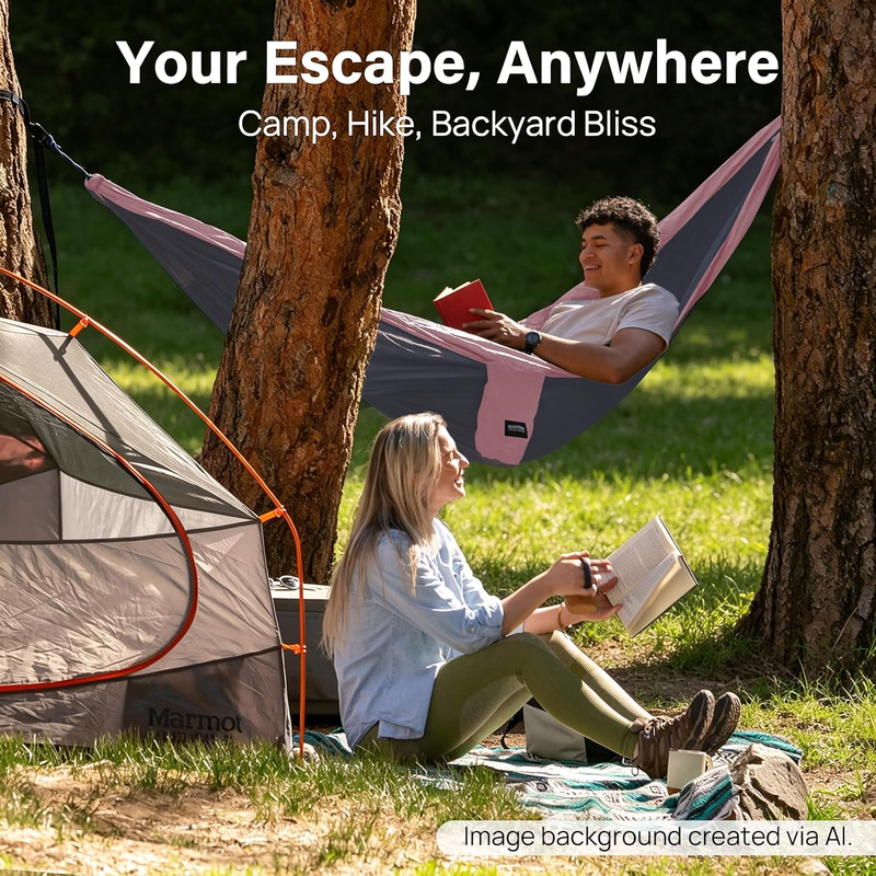 Portable Camping Hammock w/ Tree Straps & Carry Bag Outdoor Travel Hiking5