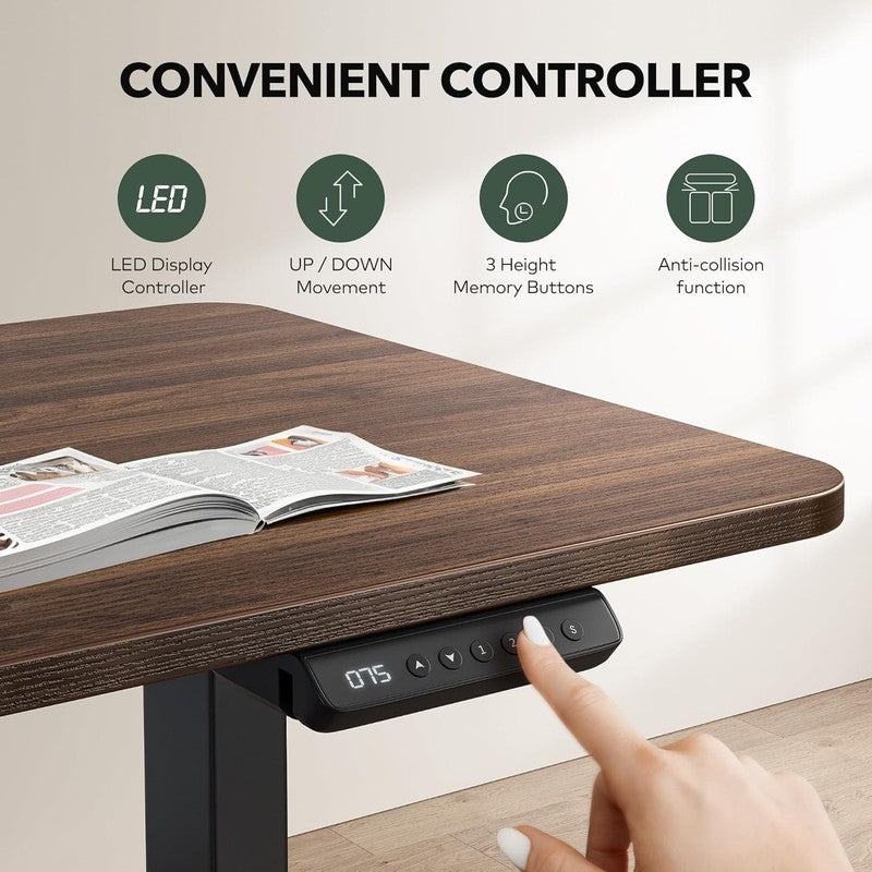 Reversible L-Shaped 63x55 Electric Standing Desk Height Adjustable Walnut4
