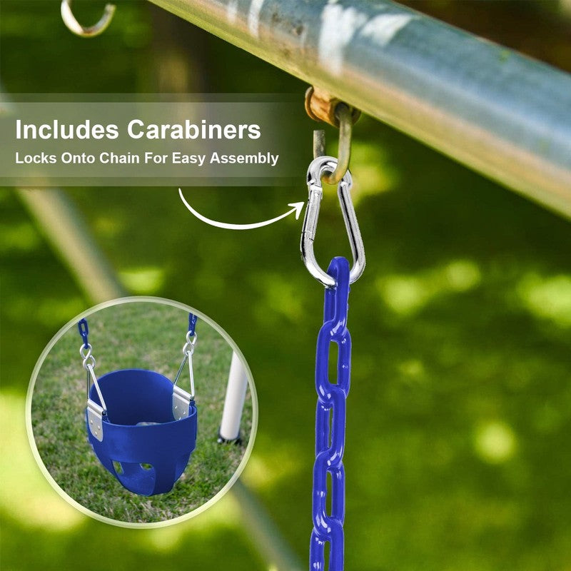 Baby Swing High Back Toddler Bucket Seat w/ Coated Chains & Carabiner, Blue4