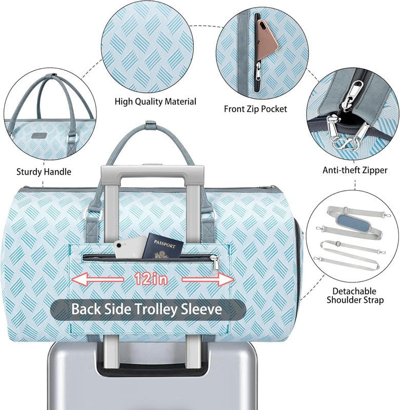 2in1 Garment Duffle Bag w/ Toiletry 4Pc Set Hanging Suit Travel Carry On3