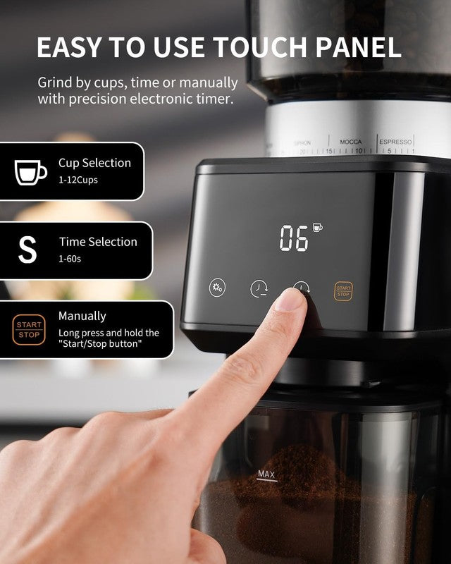 Conical Burr Espresso Grinder Touchscreen 51 Settings Anti-Static Stainless1