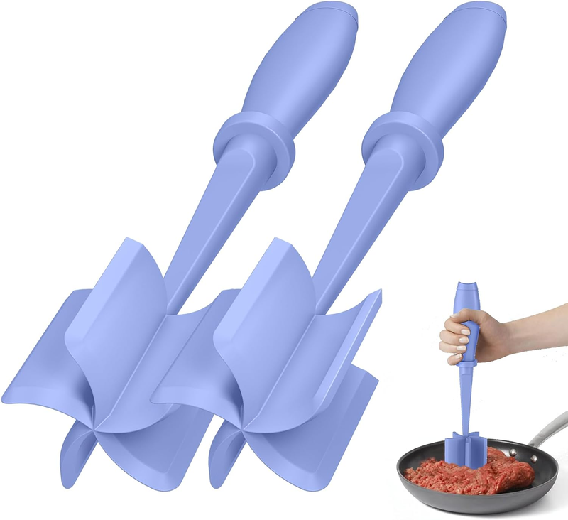 2 Pcs Meat Chopper Hamburger Grinder Ground Beef Turkey Smasher Purple7