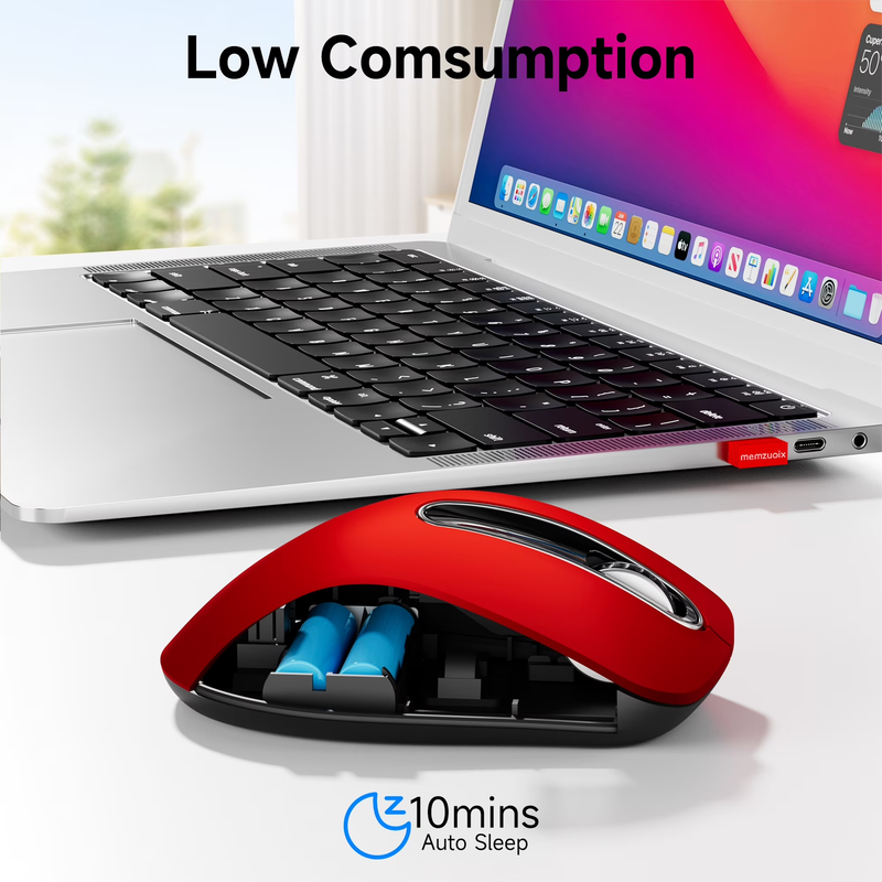 2.4GHz Wireless Mouse 1200 DPI 5 Button USB Receiver for PC Laptop Red5