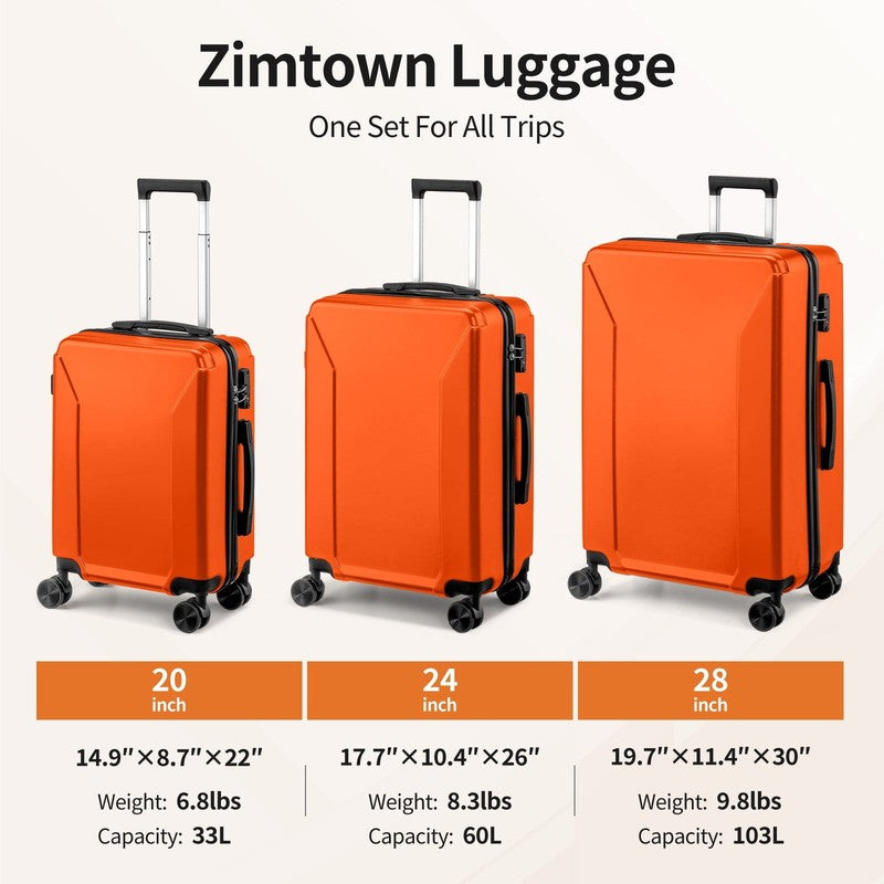 3-Piece Luggage Set with 8 Packing Cubes, Hard Shell Suitcases with Spinner Whee1