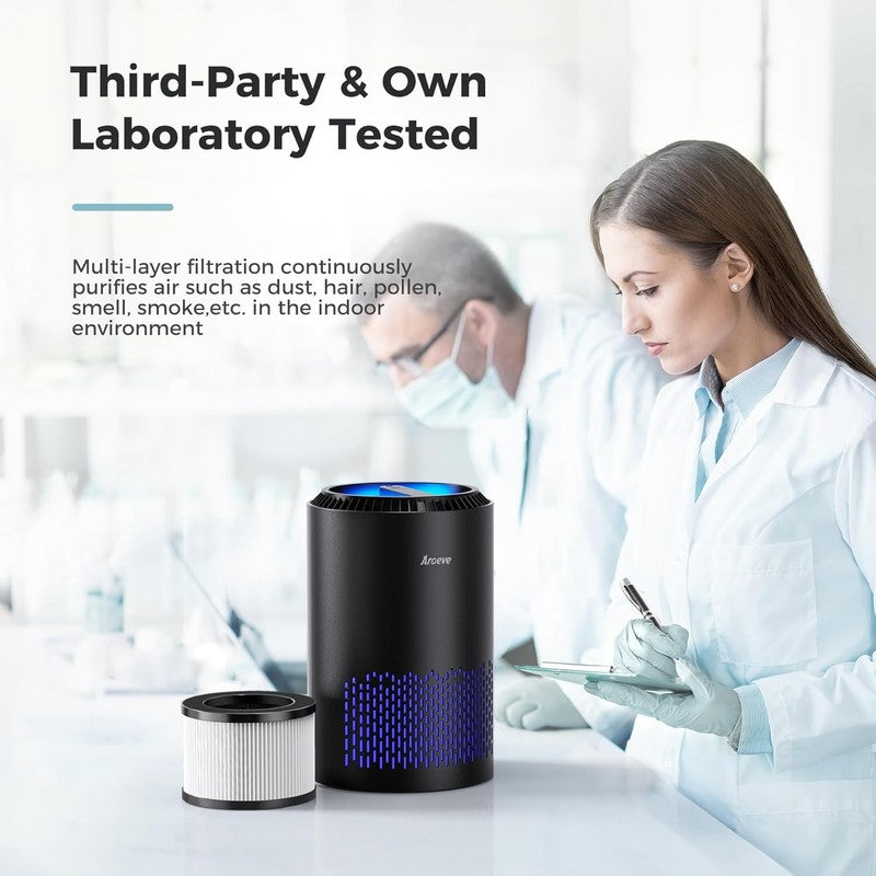 Air Purifier MK01 Black for Smoke Pets Allergies Sleep Mode CA Approved5
