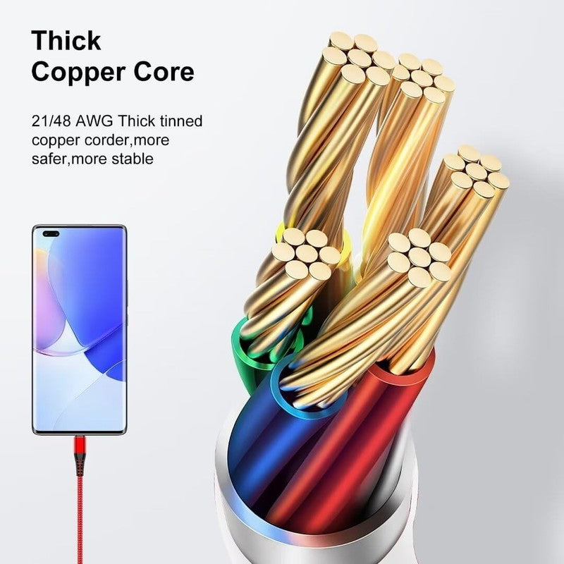 6Ft USB C Cable 3Pack Fast Charging Nylon Braided for Phone & Samsung Galaxy NEW4