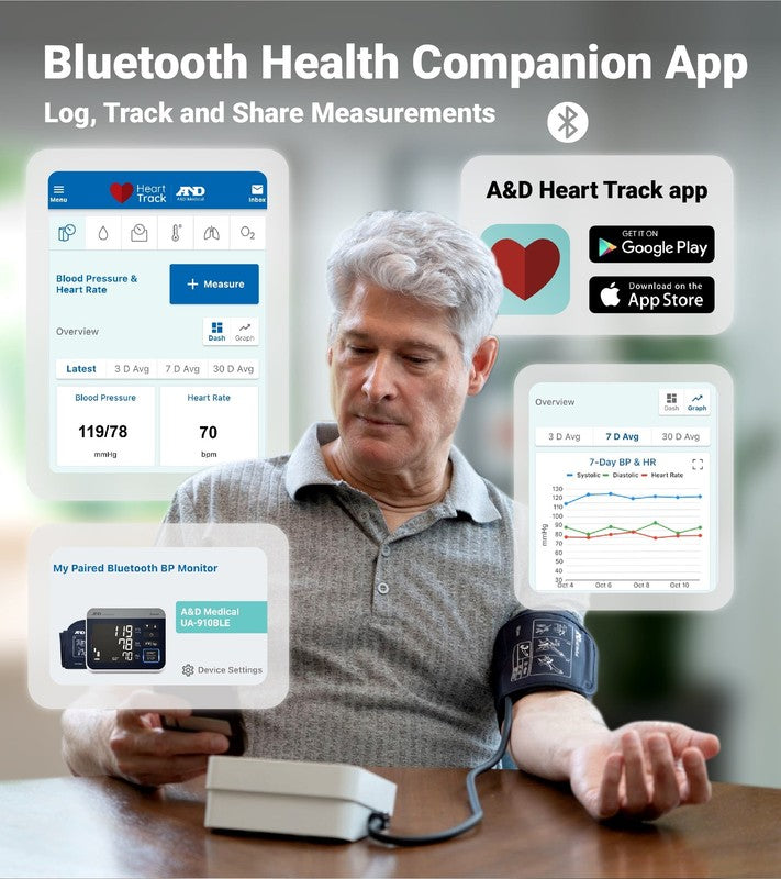 UA-910BLE Bluetooth Heart Rate Detection Upper Arm Blood Pressure Monitor with B7