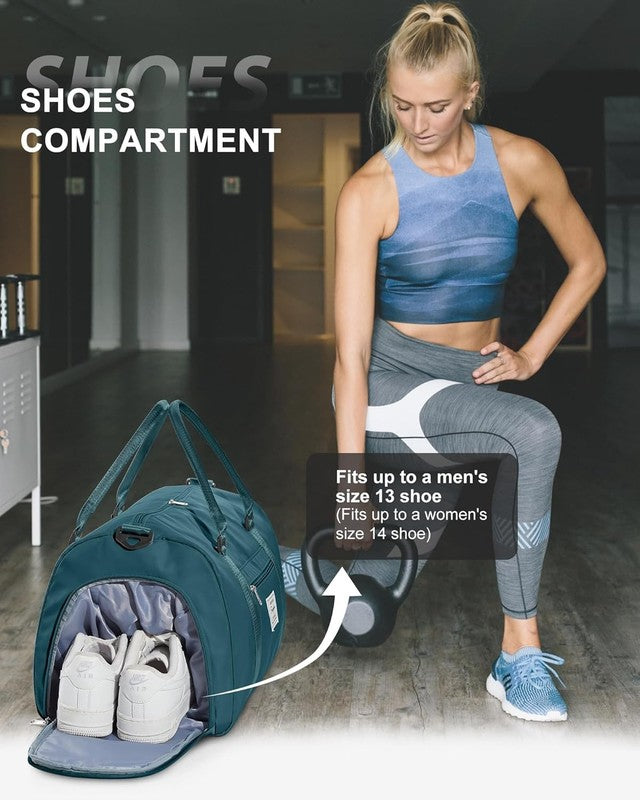 Gym Bag Unisex Shoe Compartment Wet Pocket Travel Duffel Tote Weekend Carry On4