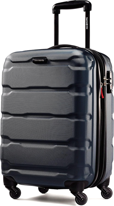 28" Hardside Expandable Luggage Spinner Wheels Checked Suitcase Navy8