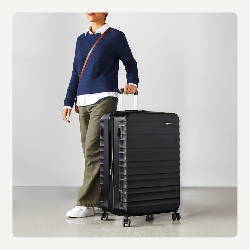 30in Large Checked Hardside Luggage Expandable Spinner Black2