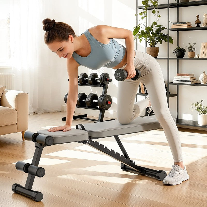 Adjustable Weight Bench 800LB Foldable Gray Olympic Home Gym Strength Training 5