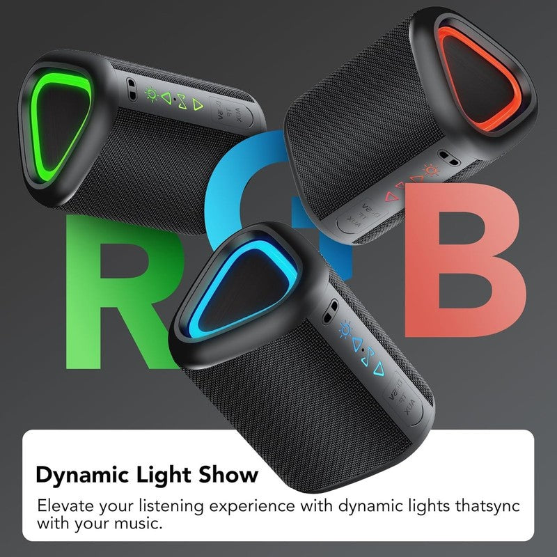 Bluetooth Speaker 24H Playtime, LED Light, Bluetooth 5.4, IPX7 Waterproof, Bass3